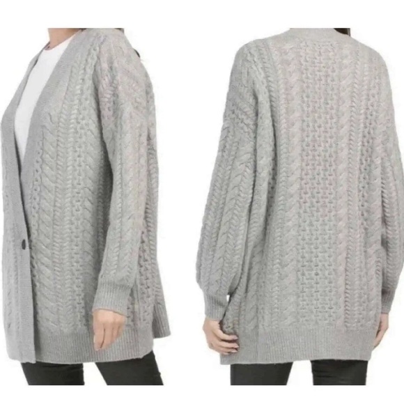 NAADAM Oversized Double Breasted Wool Cashmere-Blend Cable Knit Cardigan XL $520 - Picture 3 of 9